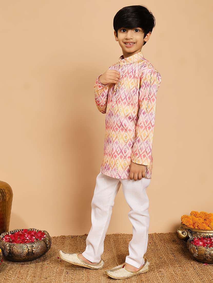 boys printed long sleeve kurta & pyjama set - 22187775 -  Standard Image - 4