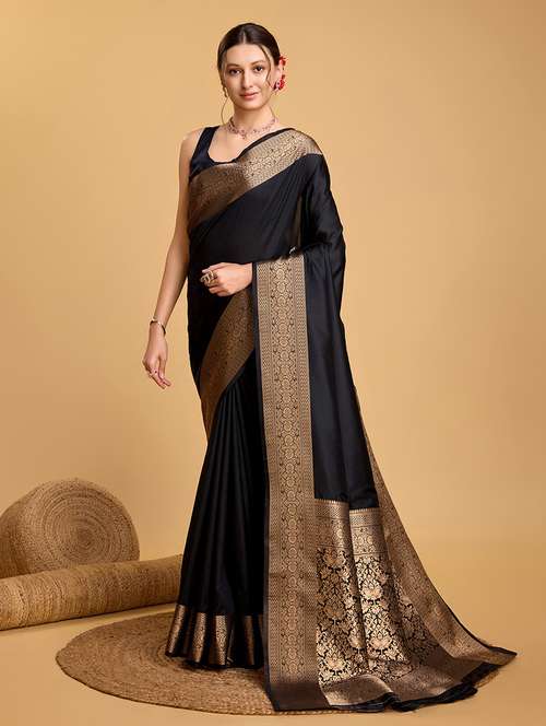 women solid with bordered saree with blouse - 22187783 -  Standard Image - 0
