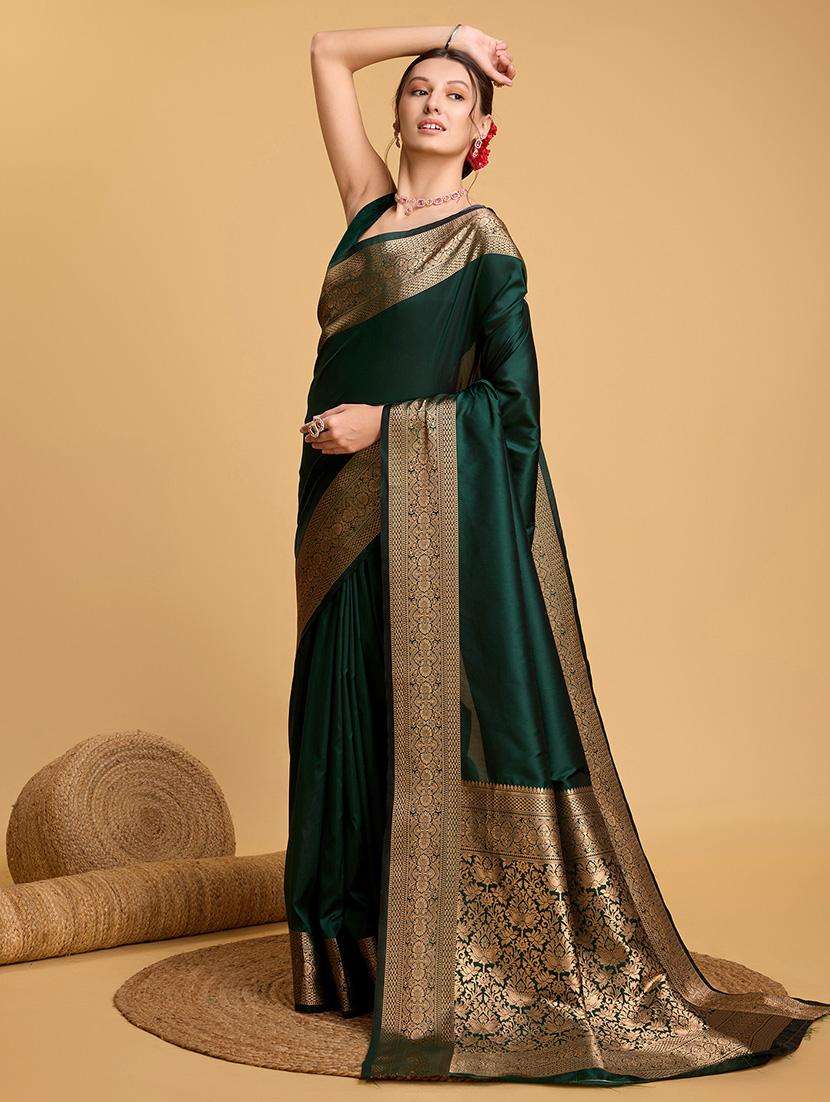 women solid with bordered saree with blouse - 22187784 -  Standard Image - 4