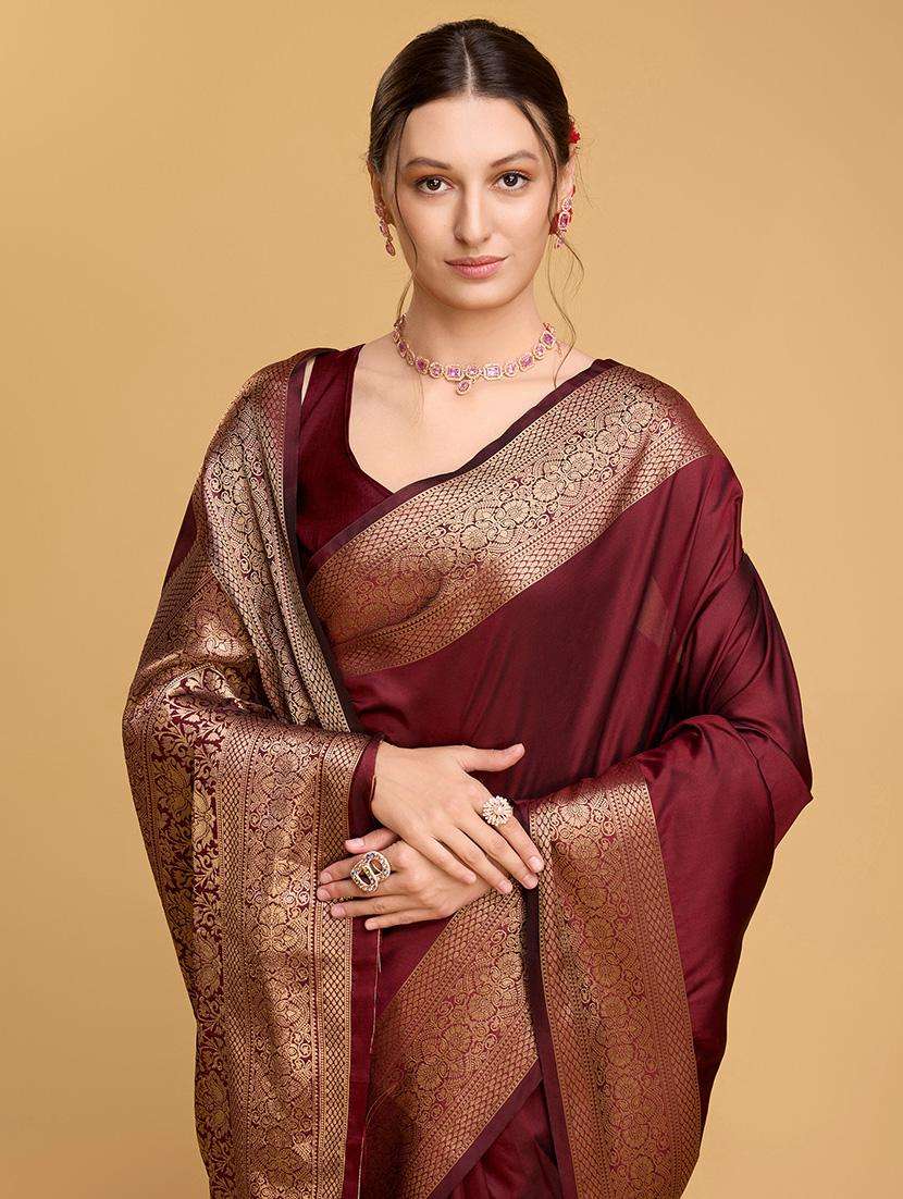 women solid with bordered saree with blouse - 22187785 -  Standard Image - 1
