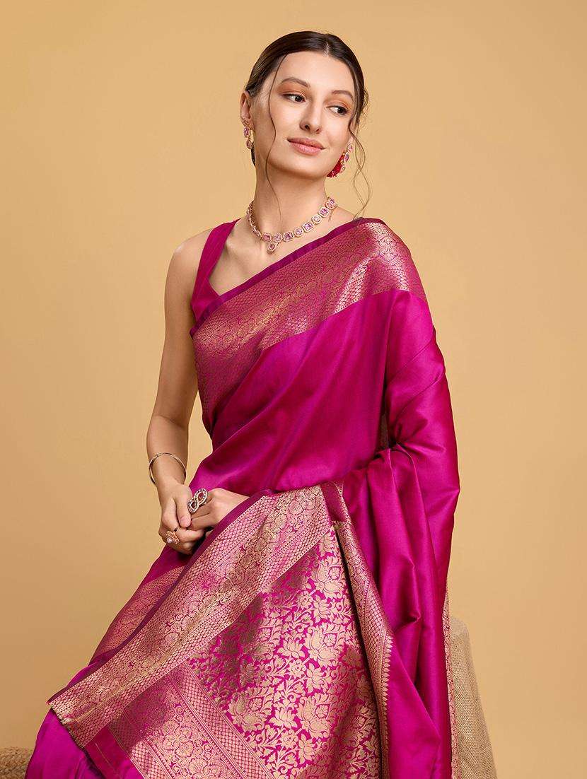 women solid with bordered saree with blouse - 22187786 -  Standard Image - 1