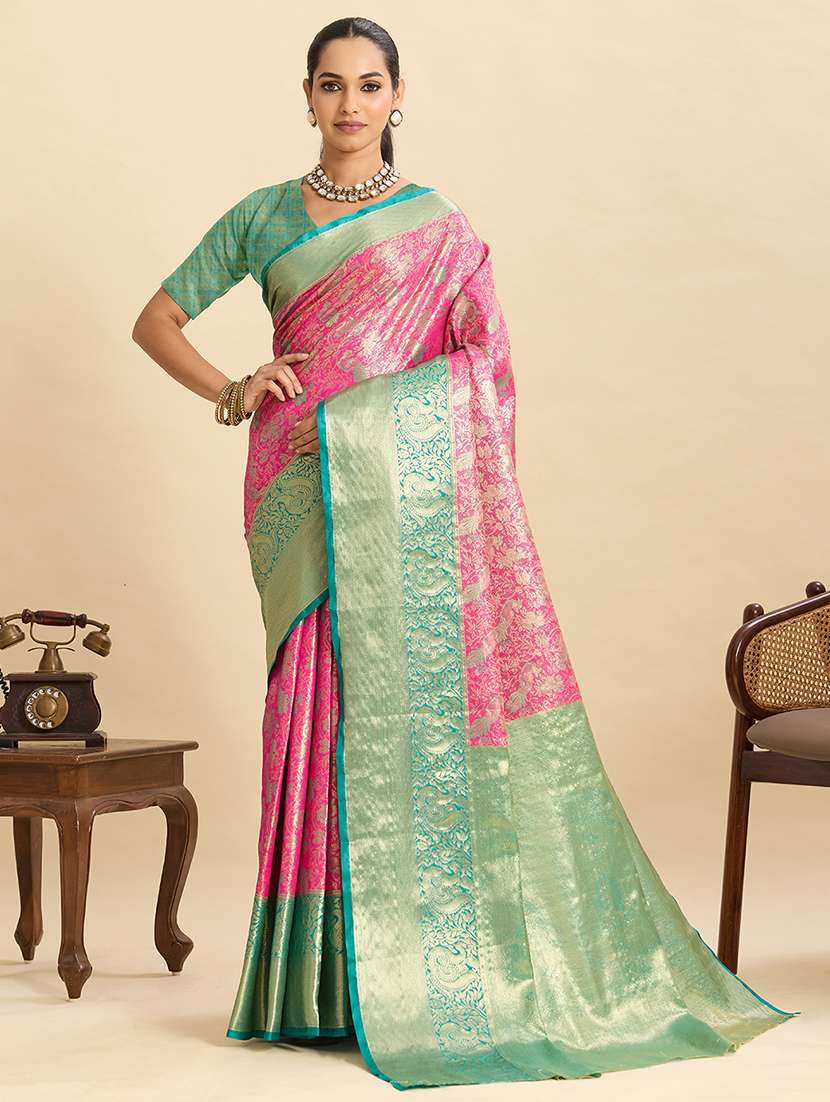women self design banarasi saree with blouse