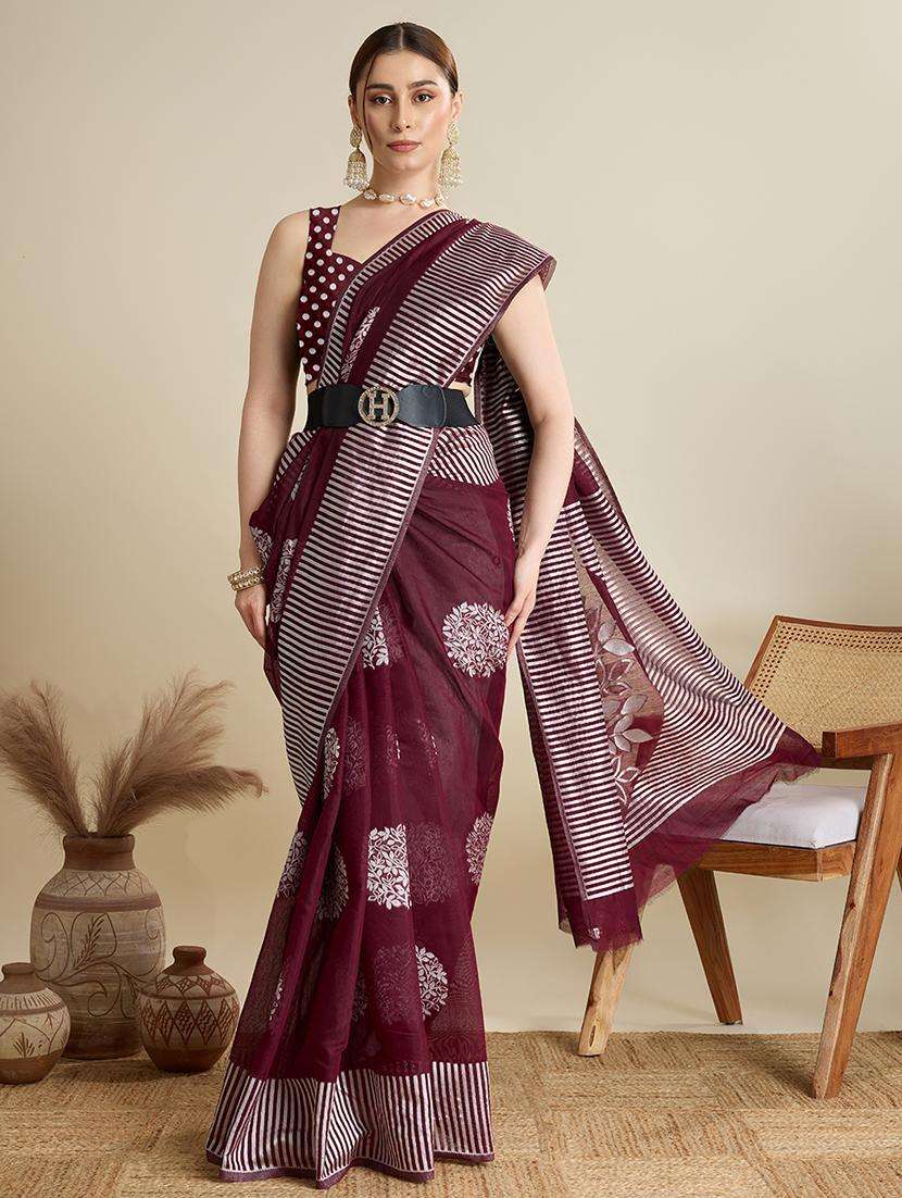 women self design bordered saree with blouse - 22187811 -  Standard Image - 4