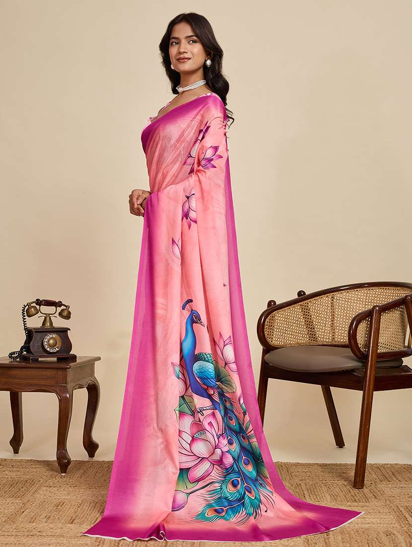 women floral printed saree with blouse - 22187818 -  Standard Image - 1