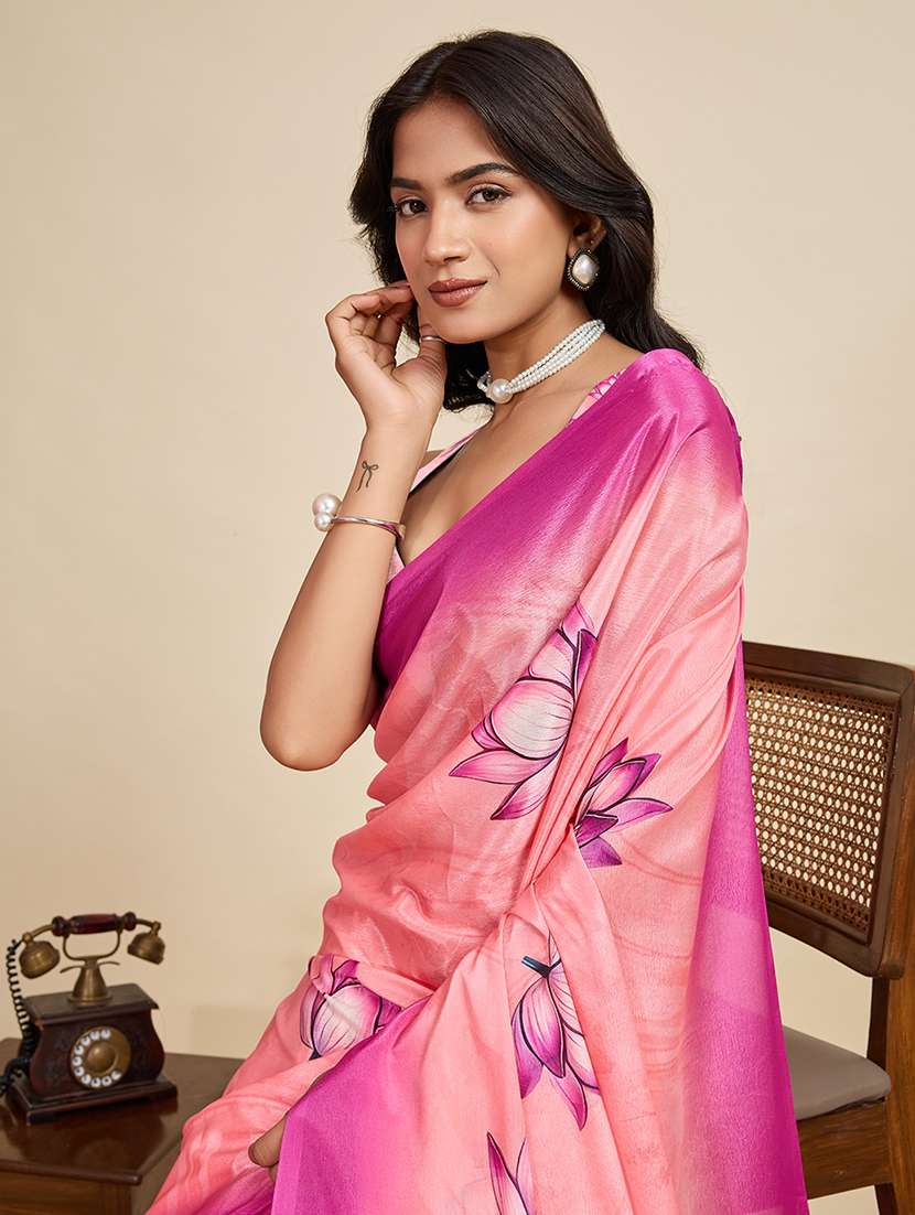 women floral printed saree with blouse - 22187818 -  Standard Image - 4