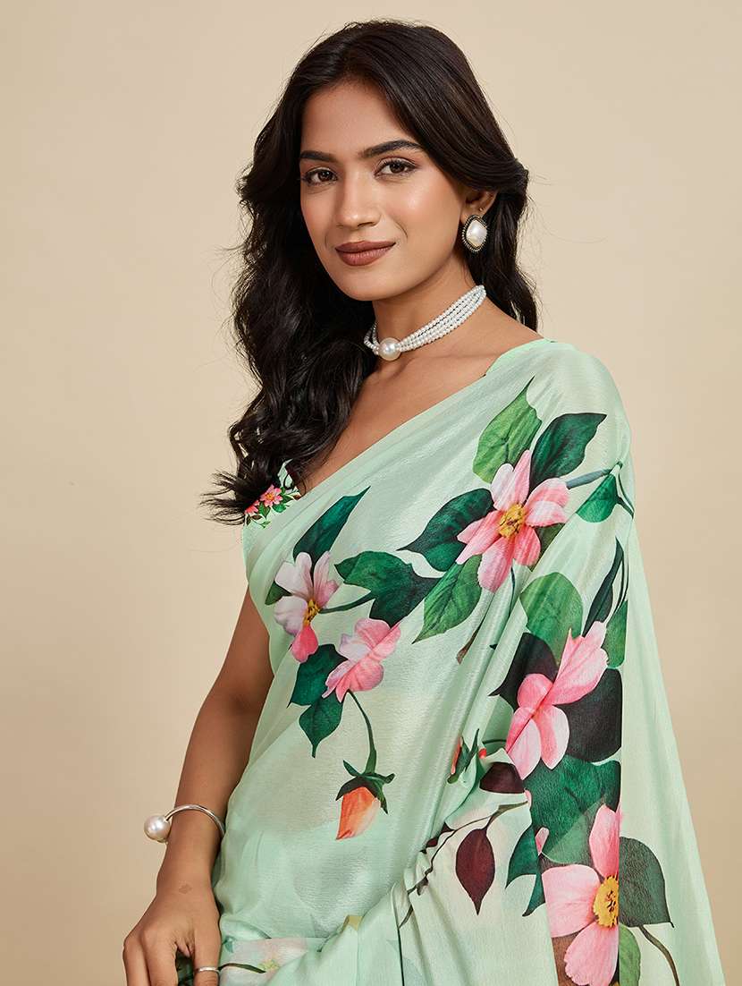women floral printed saree with blouse - 22187819 -  Standard Image - 4