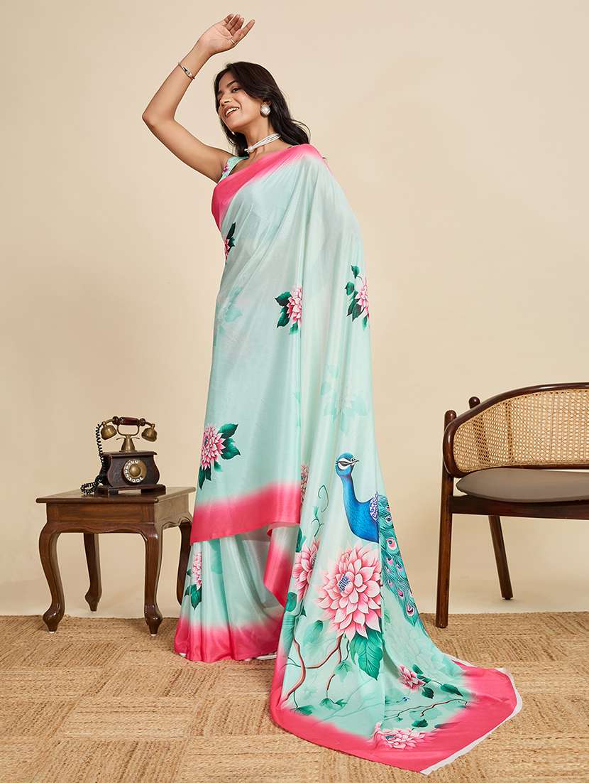 women floral printed saree with blouse - 22187820 -  Standard Image - 1