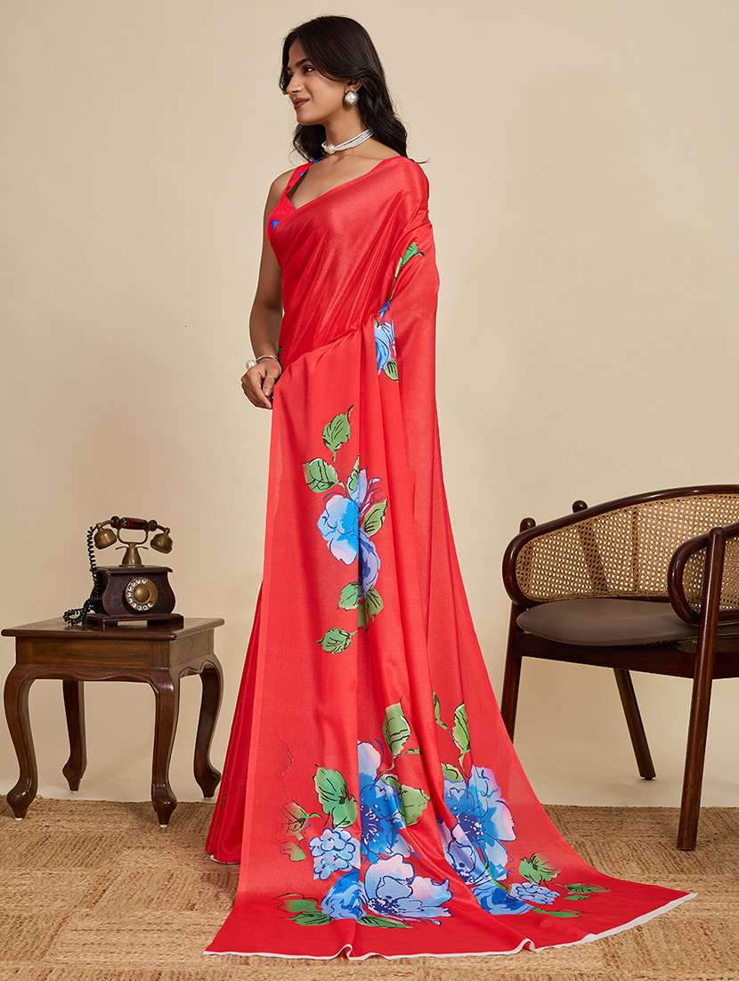 women floral printed saree with blouse - 22187821 -  Standard Image - 1