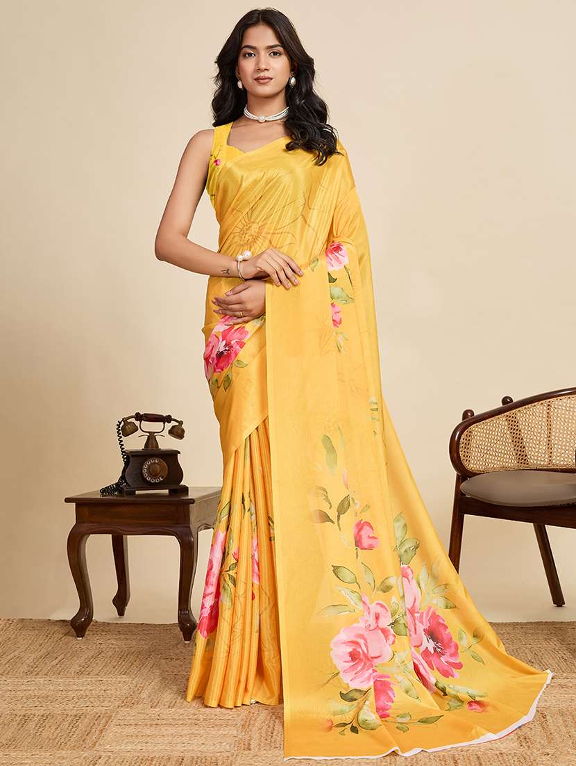 women floral printed saree with blouse