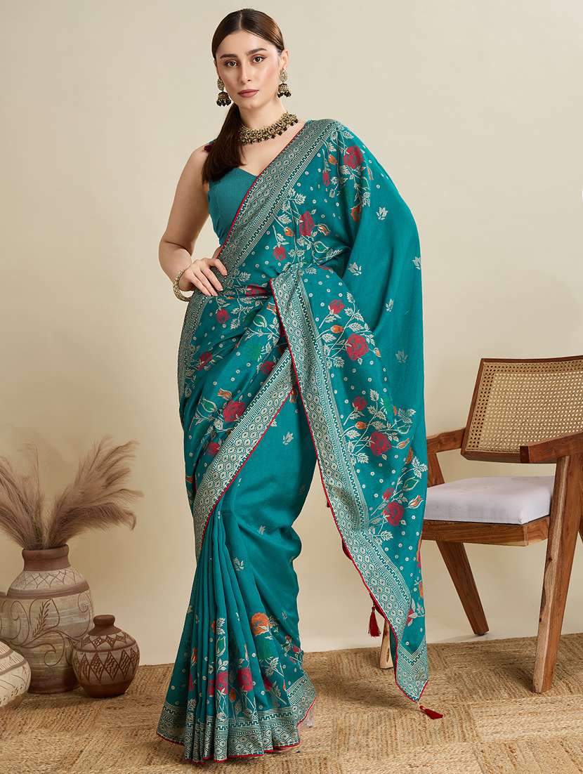 women floral printed saree with blouse - 22187824 -  Standard Image - 1