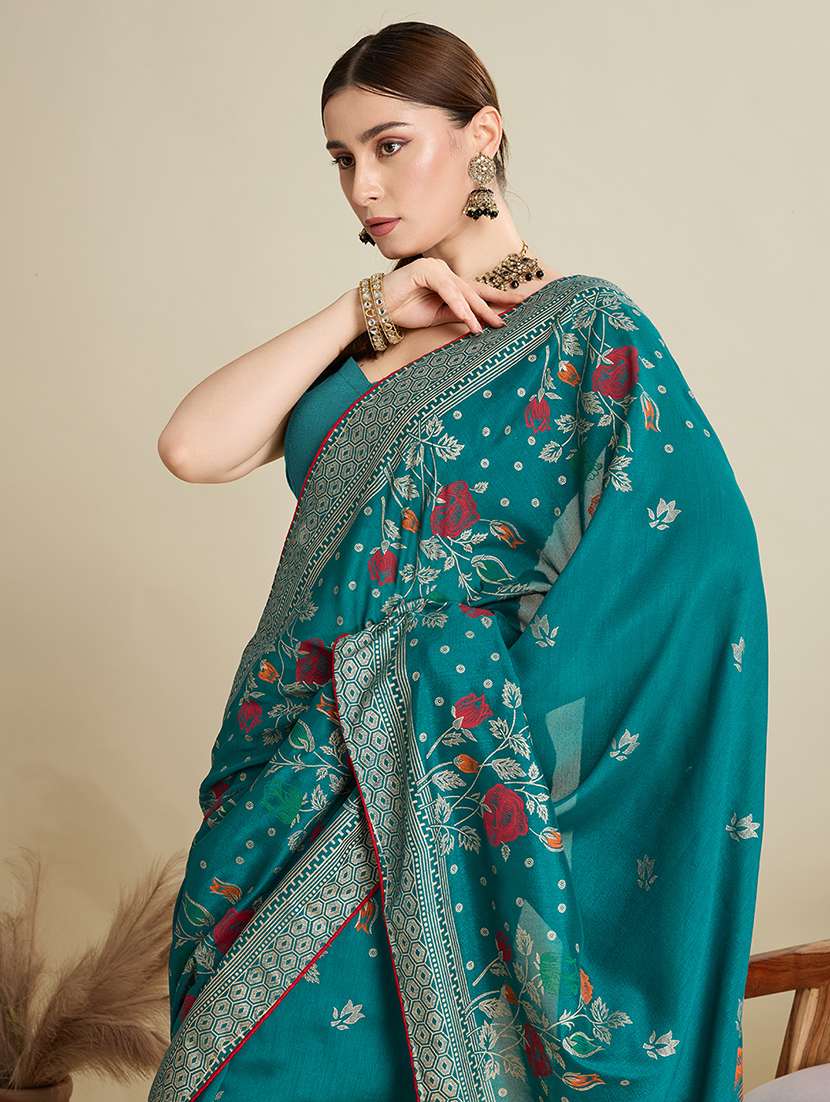 women floral printed saree with blouse - 22187824 -  Standard Image - 4