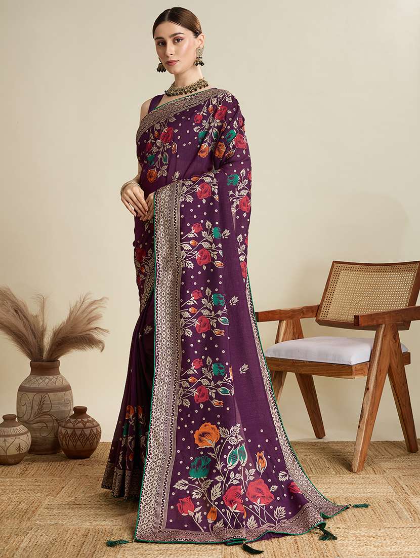 women floral printed saree with blouse - 22187825 -  Standard Image - 1