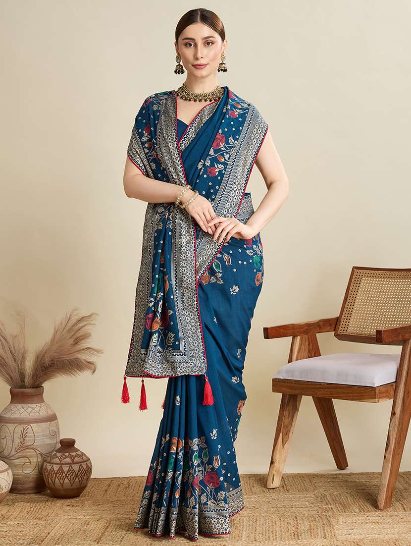 women floral printed saree with blouse - 22187826 -  Standard Image - 1