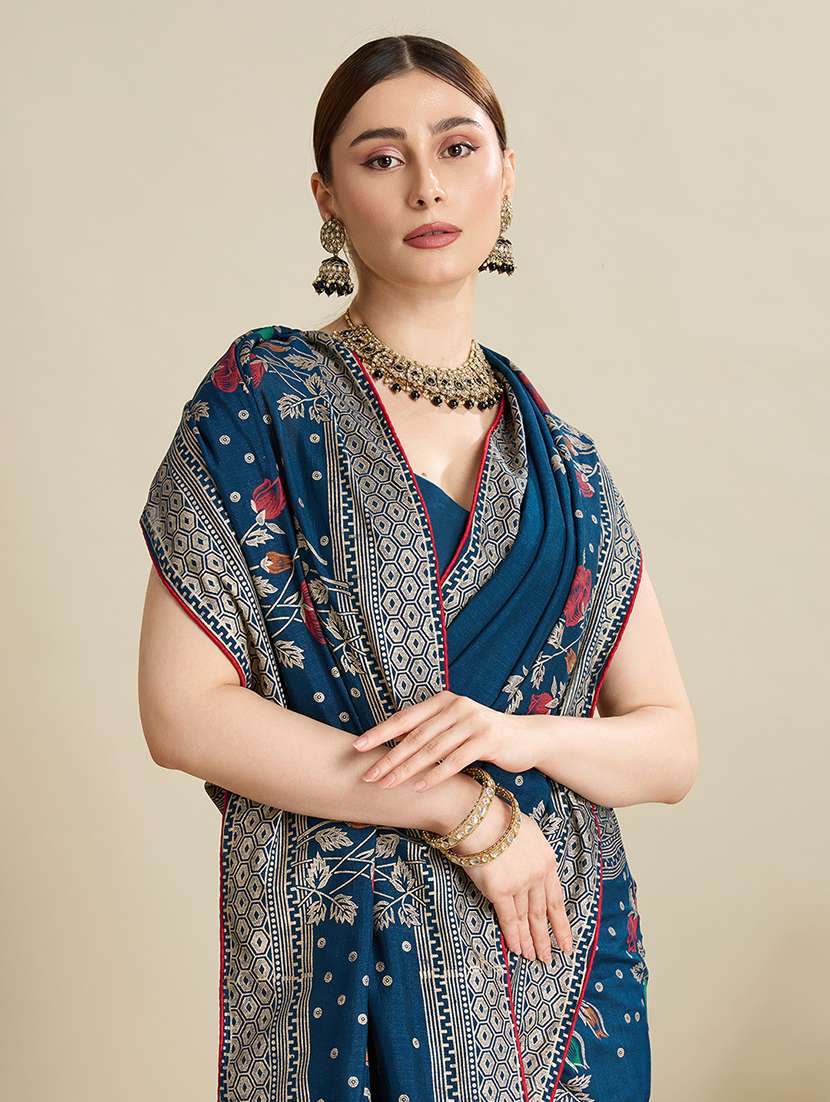 women floral printed saree with blouse - 22187826 -  Standard Image - 4