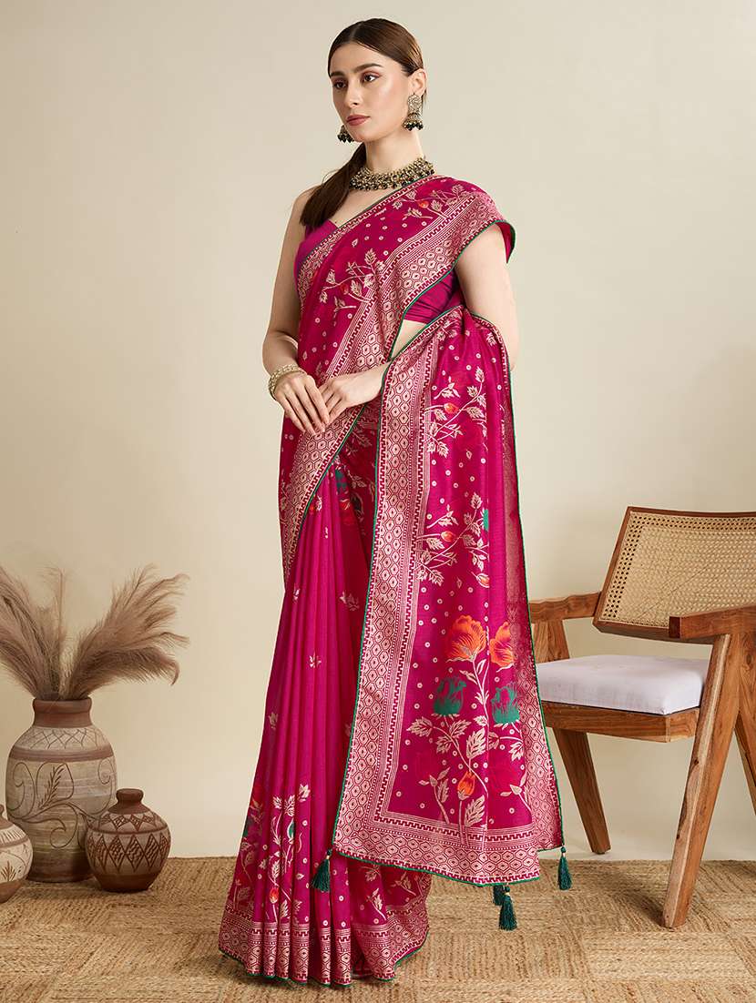 women floral printed saree with blouse - 22187827 -  Standard Image - 1