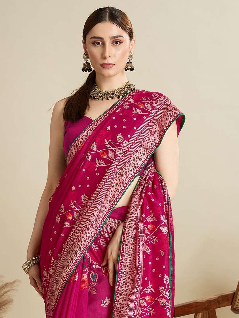 women floral printed saree with blouse - 22187827 -  Standard Image - 4