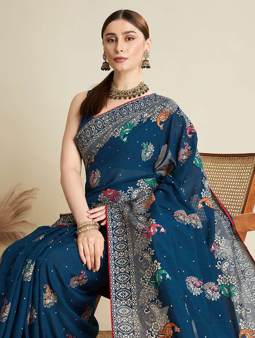 women printed casual wear saree with blouse - 22187830 -  Standard Image - 4