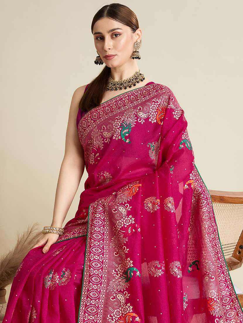 women printed casual wear saree with blouse - 22187831 -  Standard Image - 4