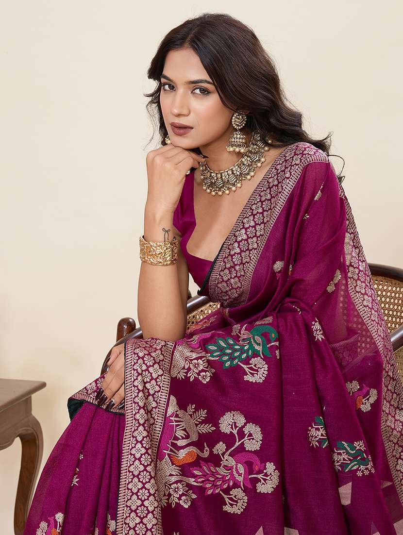 women printed casual wear saree with blouse - 22187833 -  Standard Image - 4