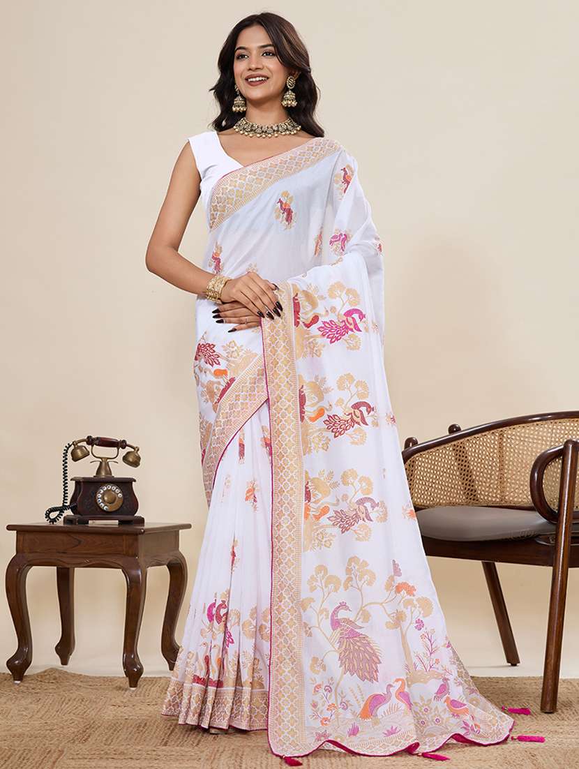 women printed casual wear saree with blouse