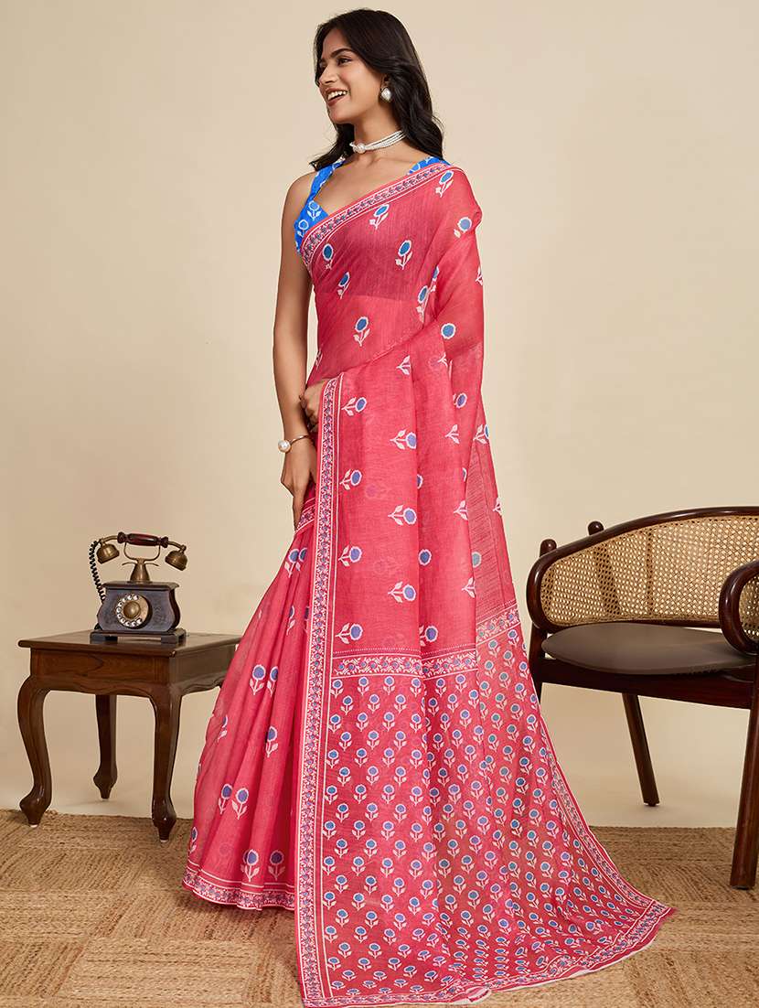 women printed casual wear saree with blouse - 22187838 -  Standard Image - 1