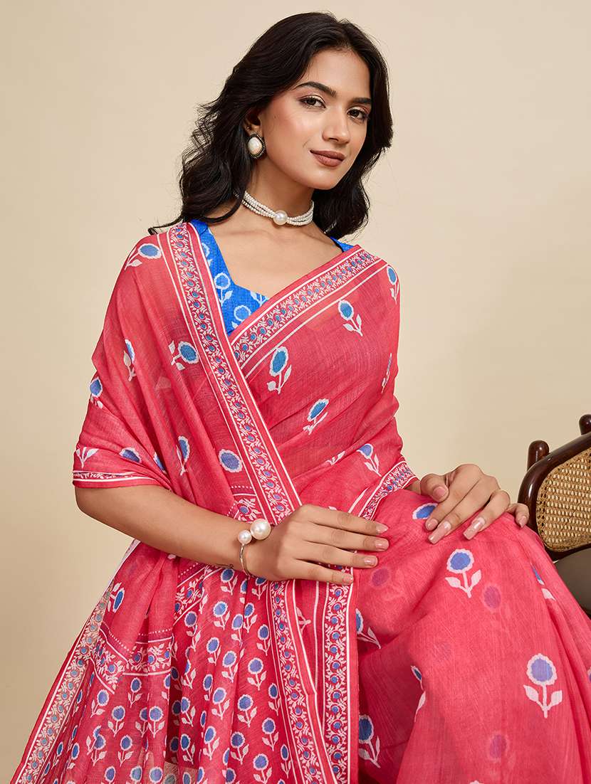 women printed casual wear saree with blouse - 22187838 -  Standard Image - 4
