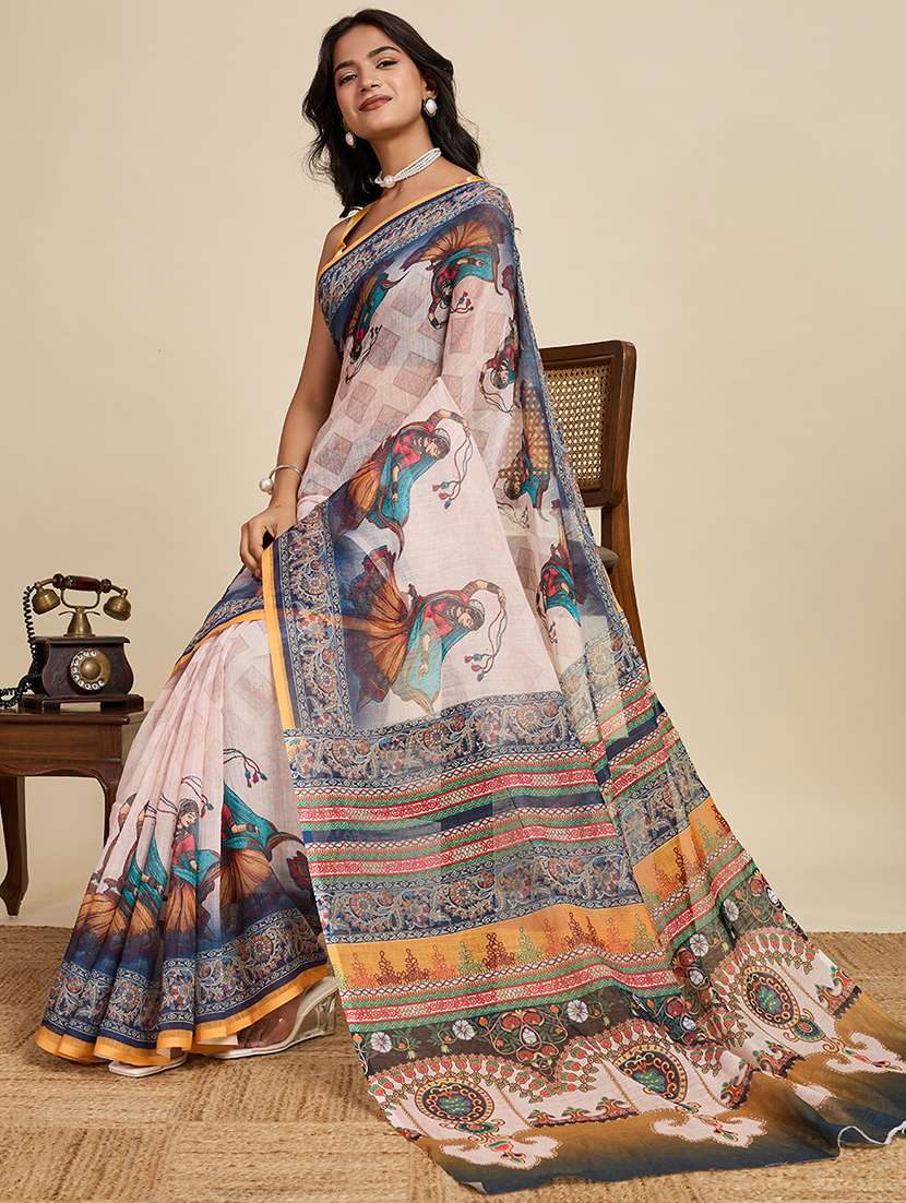 women printed casual wear saree with blouse - 22187841 -  Standard Image - 1