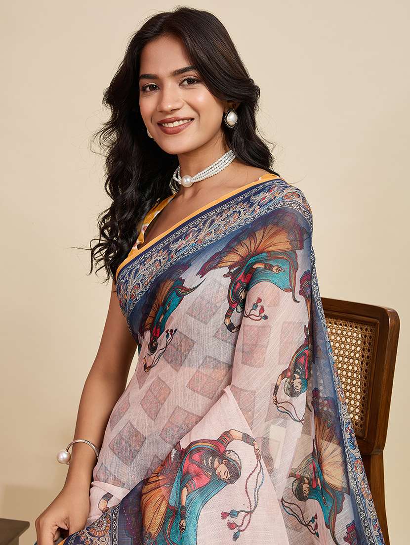 women printed casual wear saree with blouse - 22187841 -  Standard Image - 4