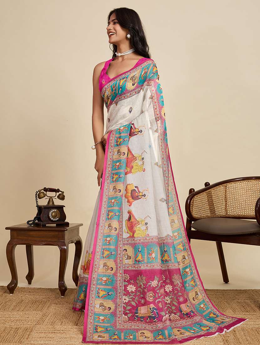 women printed casual wear saree with blouse - 22187843 -  Standard Image - 1