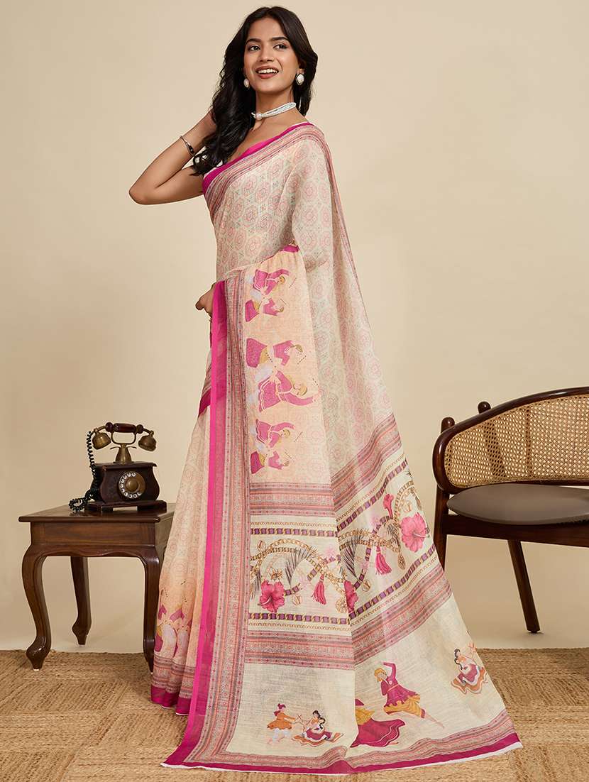 women printed casual wear saree with blouse - 22187844 -  Standard Image - 1