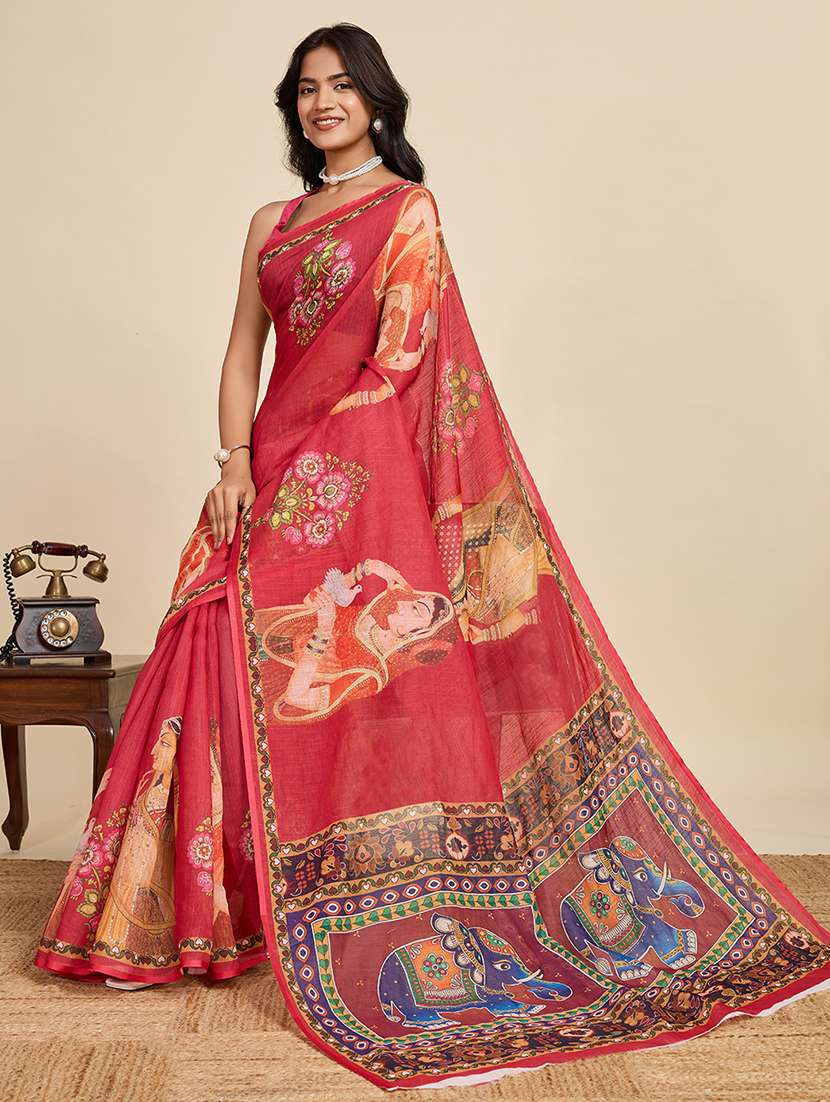 women printed casual wear saree with blouse - 22187846 -  Standard Image - 1