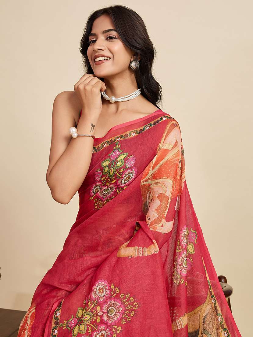women printed casual wear saree with blouse - 22187846 -  Standard Image - 4