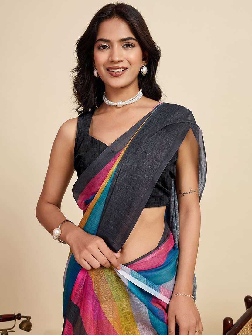 women printed casual wear saree with blouse - 22187848 -  Standard Image - 4