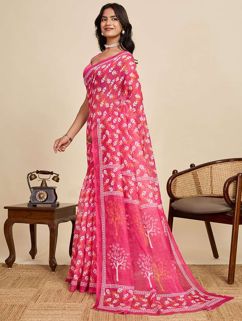 women printed casual wear saree with blouse - 22187849 -  Standard Image - 1