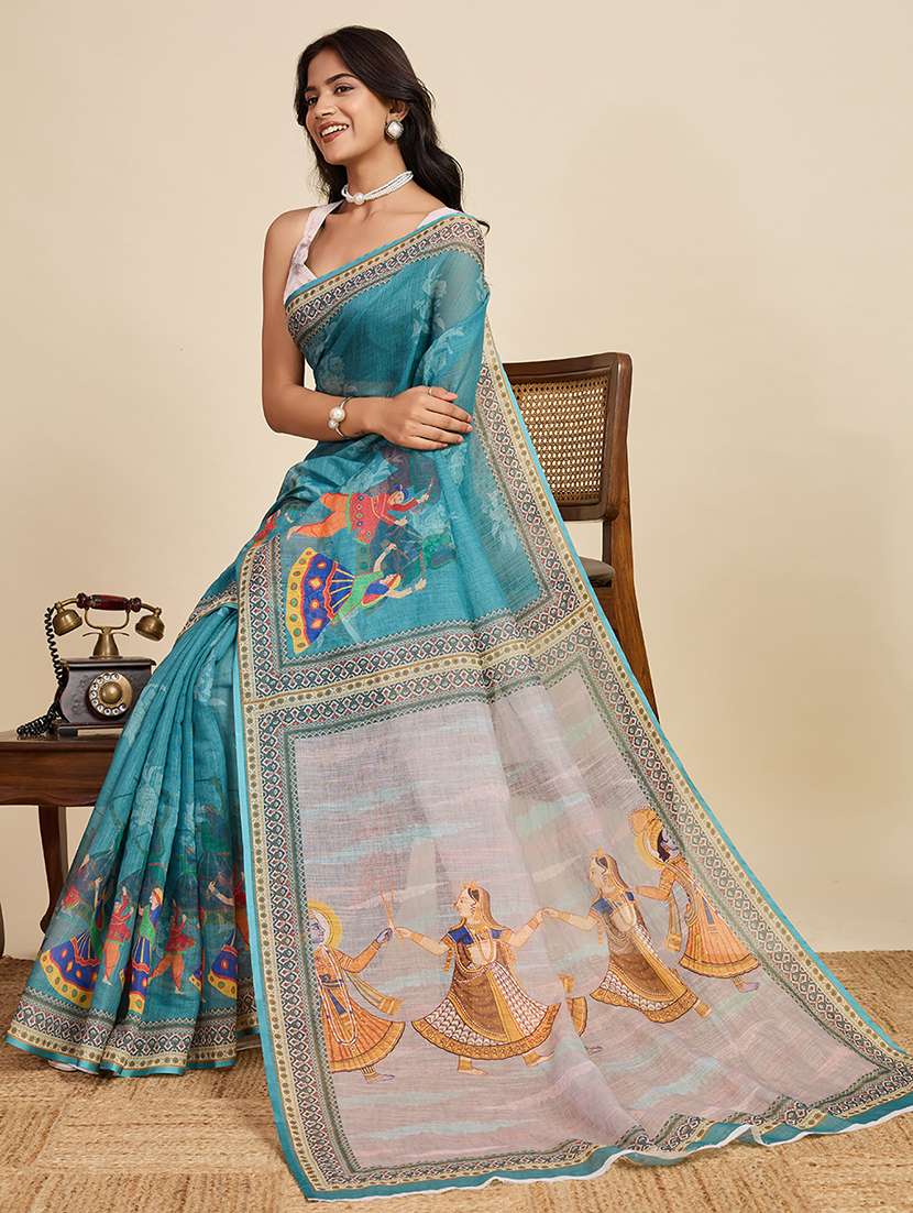 women printed casual wear saree with blouse - 22187850 -  Standard Image - 1