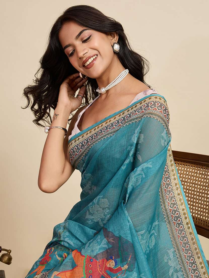 women printed casual wear saree with blouse - 22187850 -  Standard Image - 4