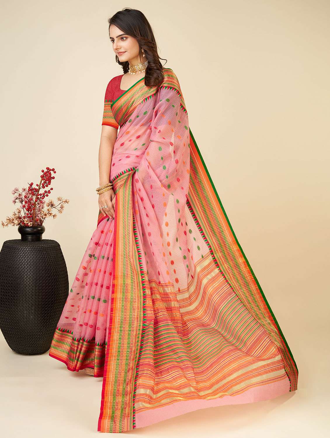women self design bordered saree with blouse - 22187883 -  Standard Image - 1