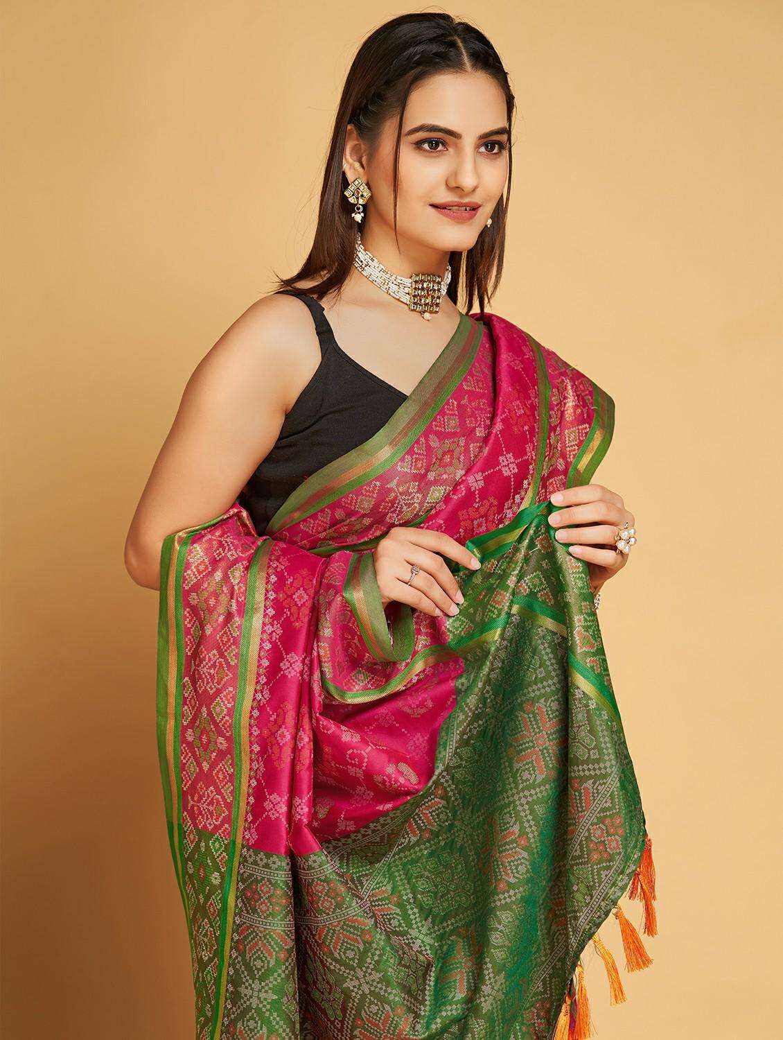 women self design patola saree with blouse - 22187902 -  Standard Image - 1