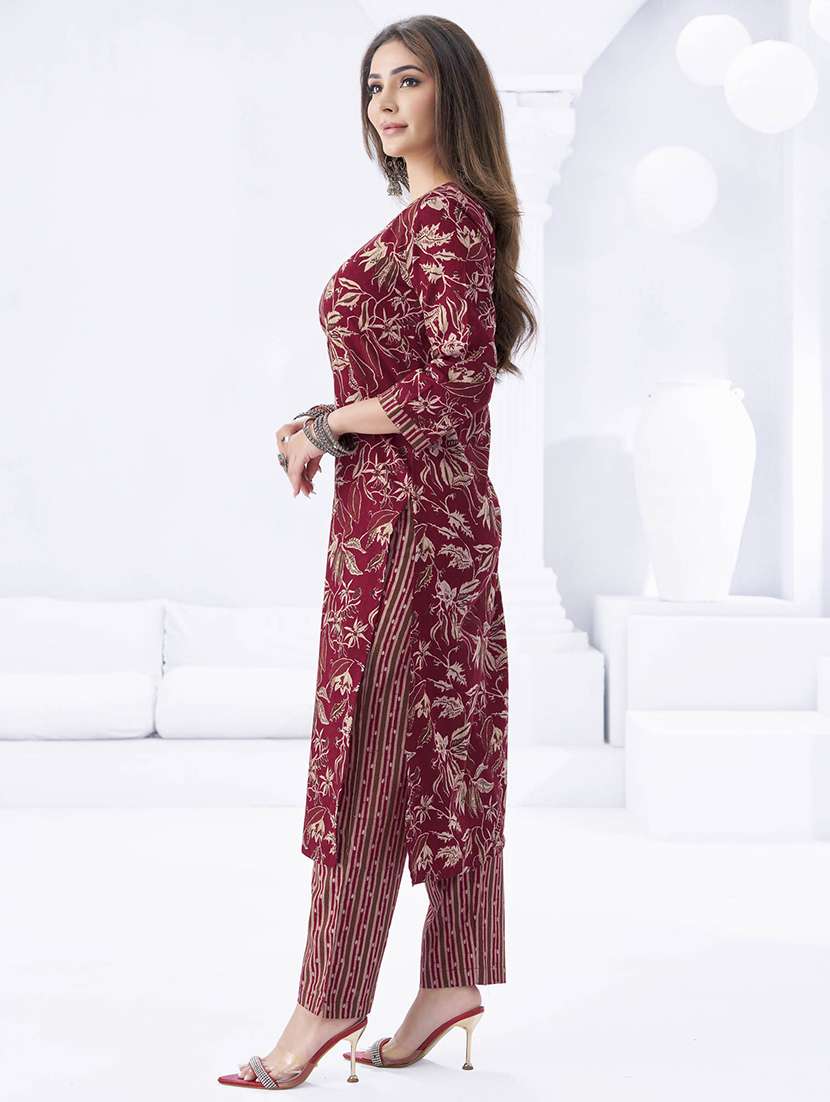 women floral printed three quarter sleeve kurta pant with dupatta set - 22205715 -  Standard Image - 1