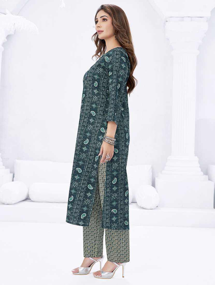 women printed three quarter sleeve kurta pant with dupatta set - 22205732 -  Standard Image - 1