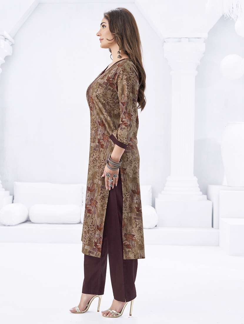 women printed three quarter sleeve kurta pant with dupatta set - 22205736 -  Standard Image - 1