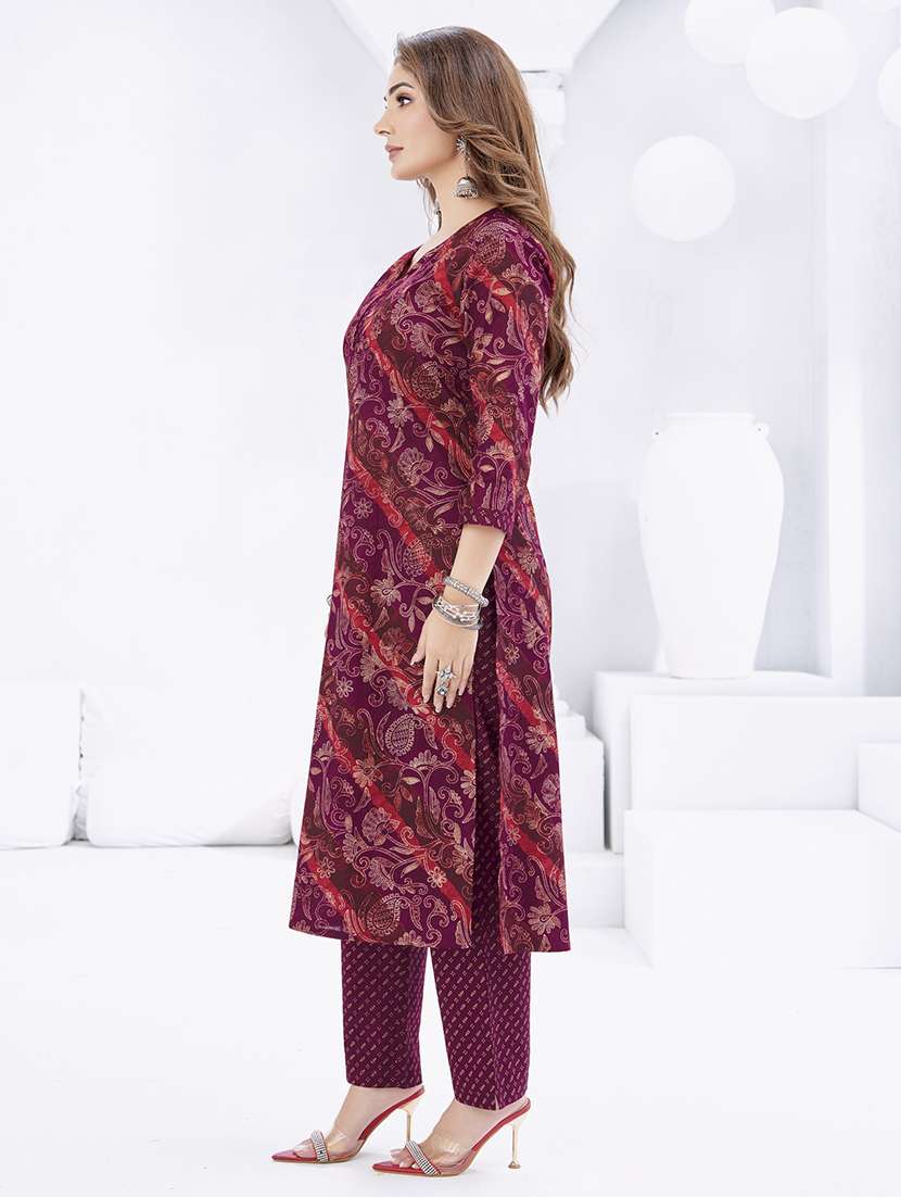 women printed three quarter sleeve kurta pant with dupatta set - 22205738 -  Standard Image - 1