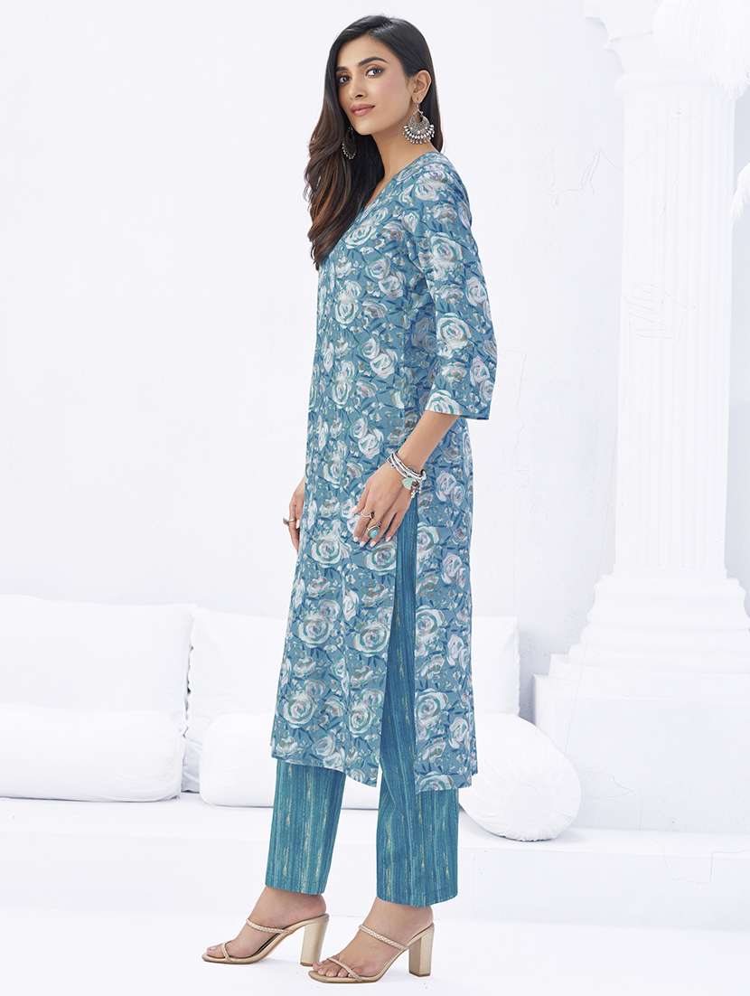 women floral printed three quarter sleeve kurta pant with dupatta set - 22205739 -  Standard Image - 1