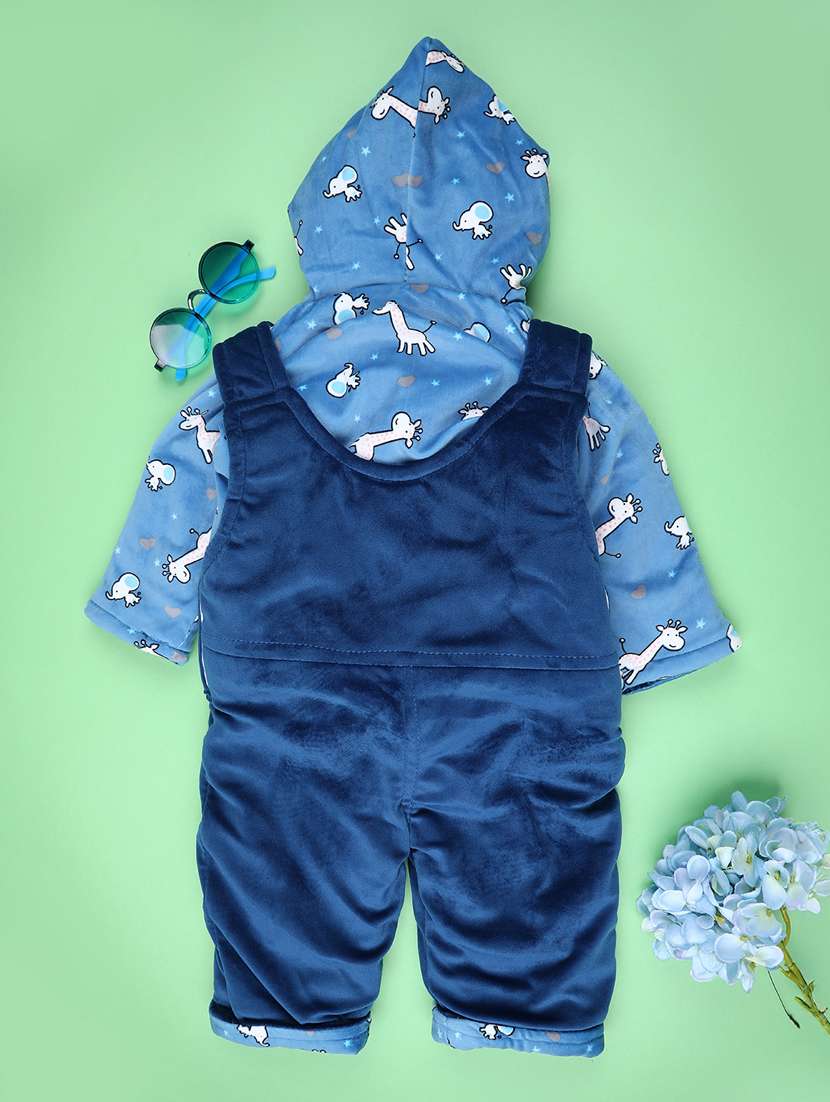 kids printed long sleeve winterwear dungaree set - 22217065 -  Standard Image - 1