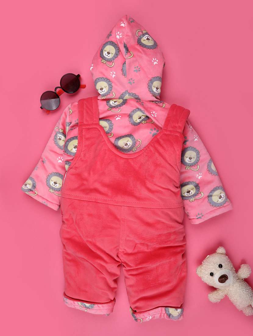 kids printed long sleeve winterwear dungaree set - 22217070 -  Standard Image - 1