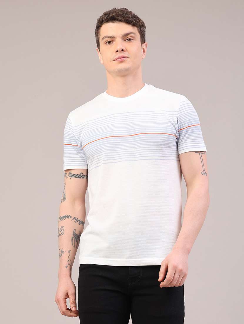 men striped short sleeve slim fit t-shirt - 22217081 -  Standard Image - 1