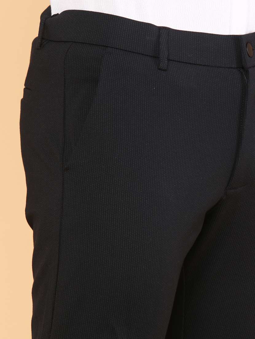 men solid mid rise flat front formal trouser - 22217113 -  Standard Image - 1