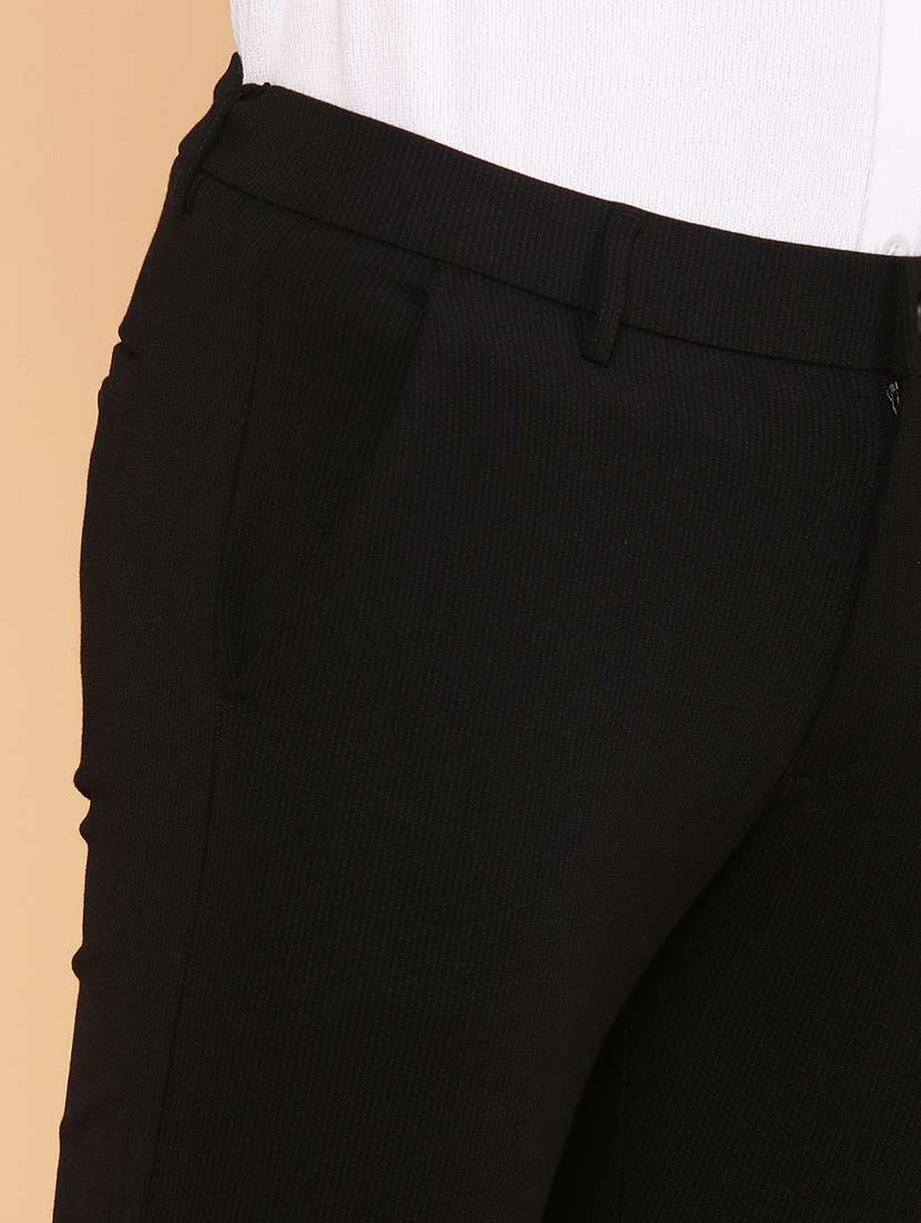 men solid mid rise flat front formal trouser - 22217114 -  Standard Image - 1