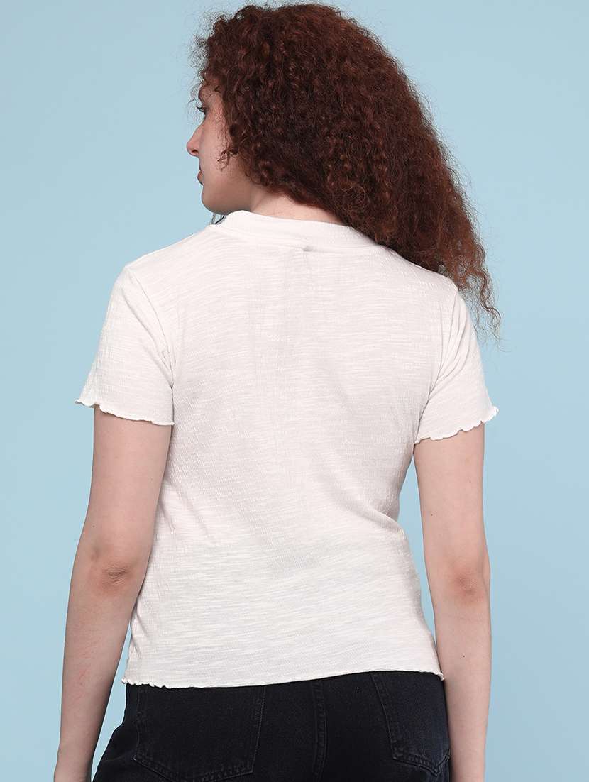 Women Solid Short Sleeve T-shirt - 22217117 -  Standard Image - 4