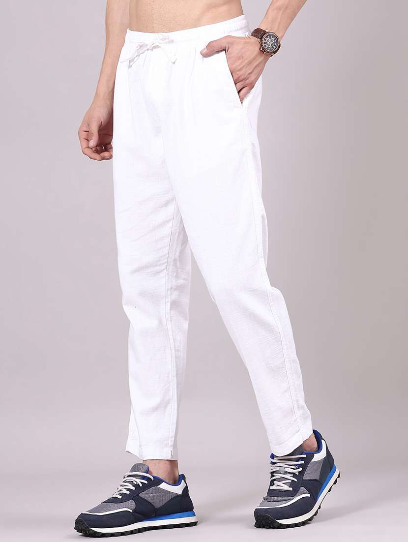 men solid mid rise chinos casual trouser